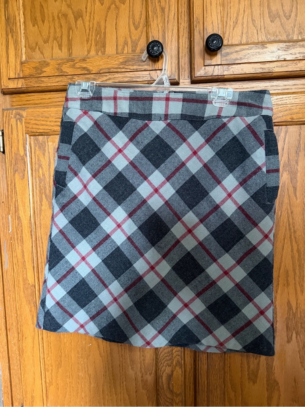 Merona Gray and Red Plaid A-Line Skirt